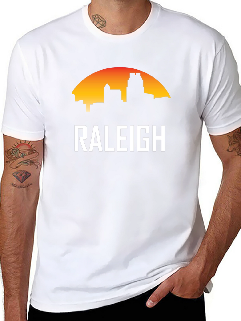 Raleigh Skyline Graphic Tee - Black Cotton T-Shirt