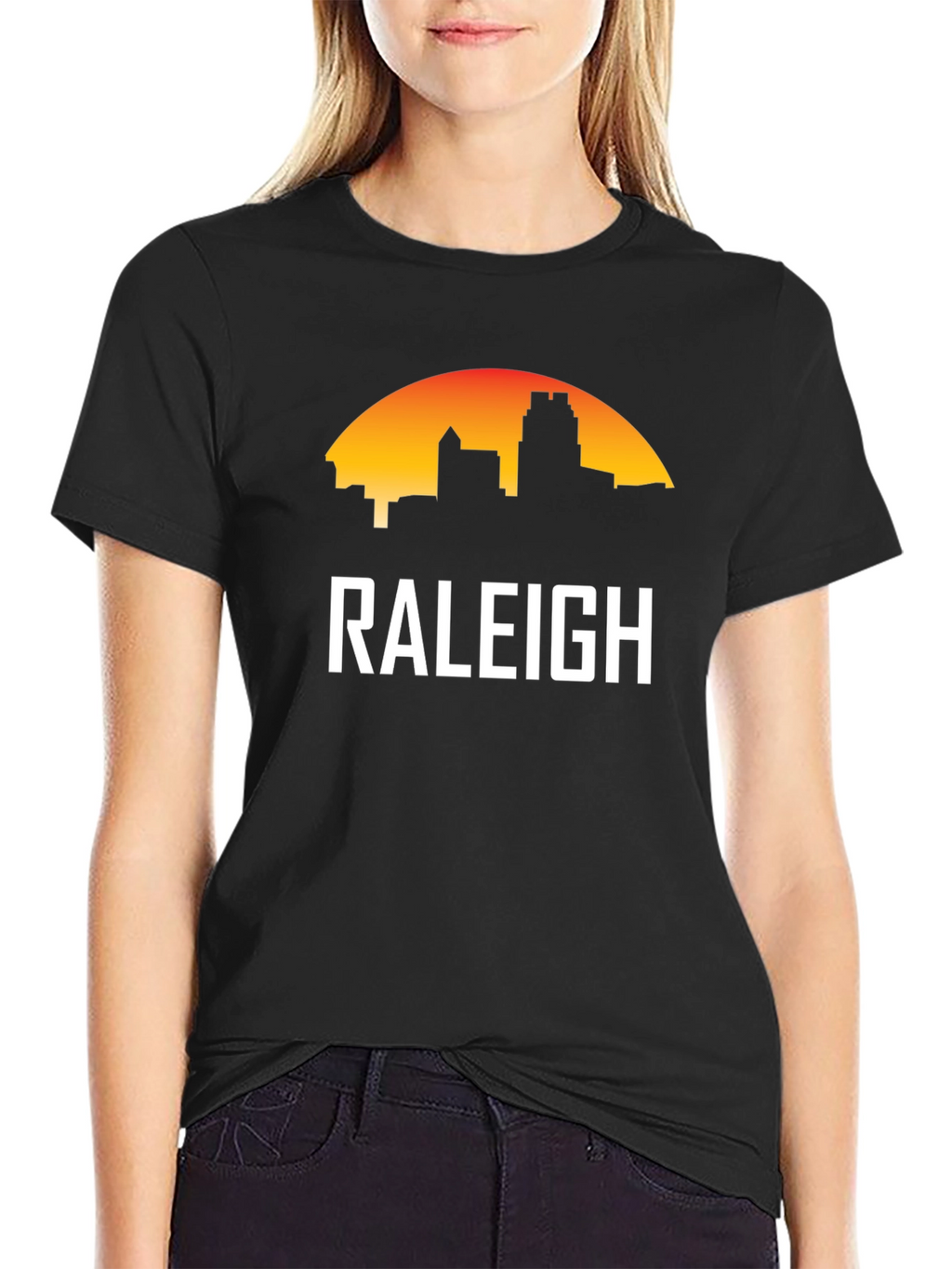 Raleigh Skyline Graphic Tee - Black Cotton T-Shirt