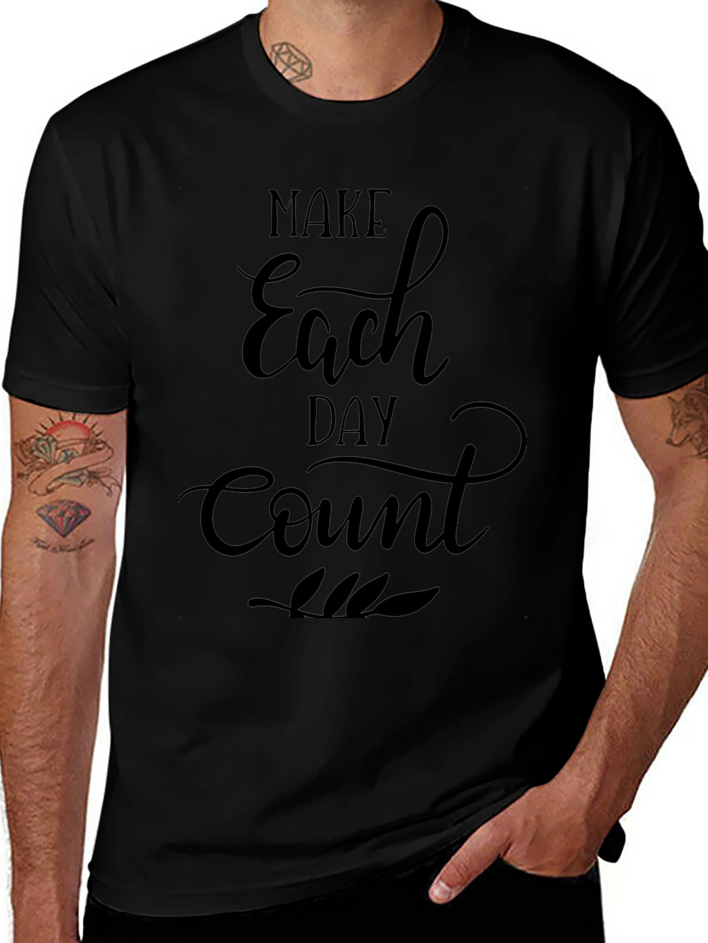 Make Each Day Count Graphic T-Shirt - Black