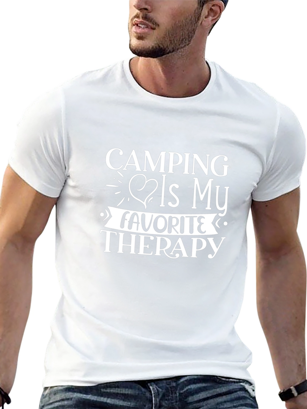 Camping Is My Therapy Black T-Shirt