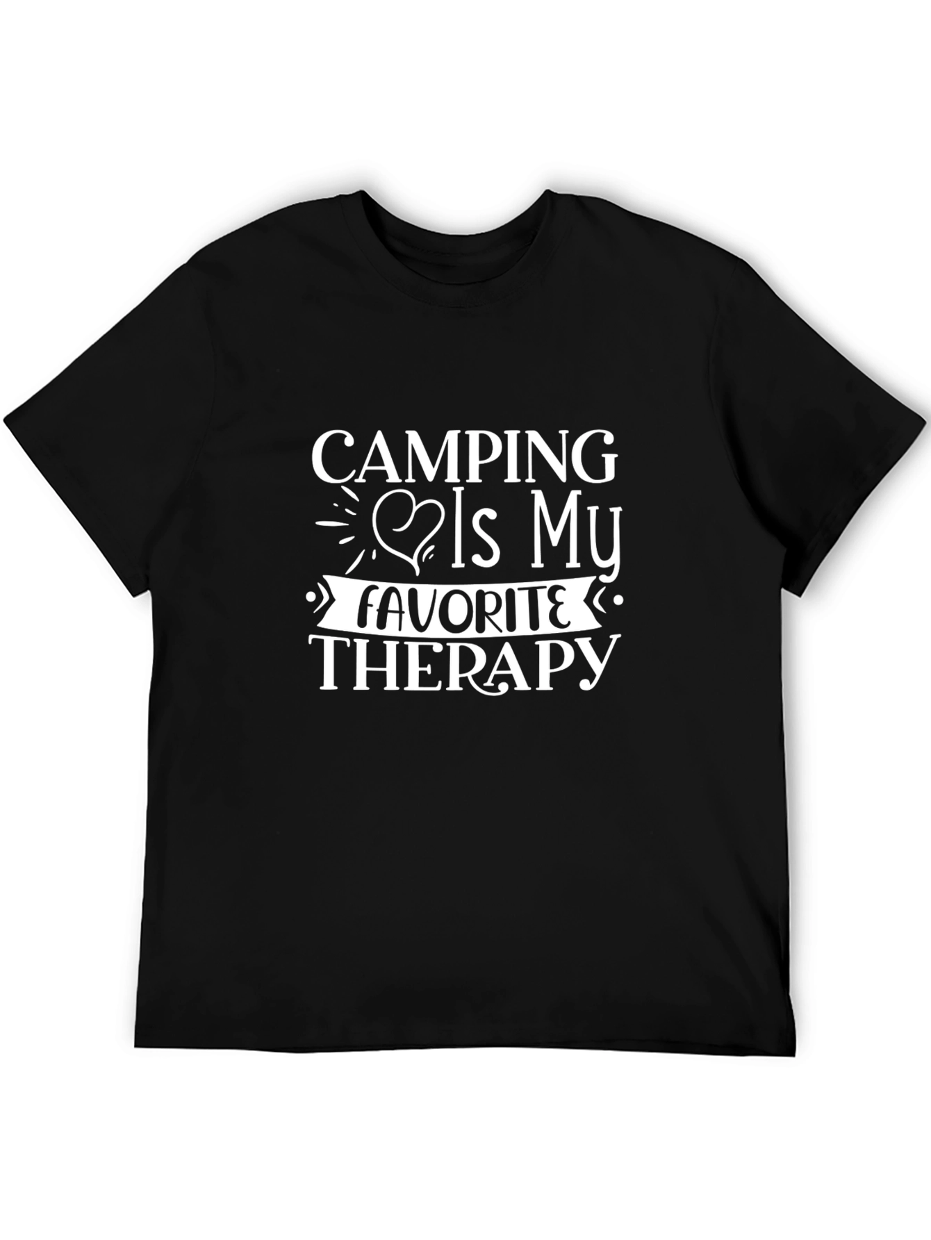Camping Is My Therapy Black T-Shirt