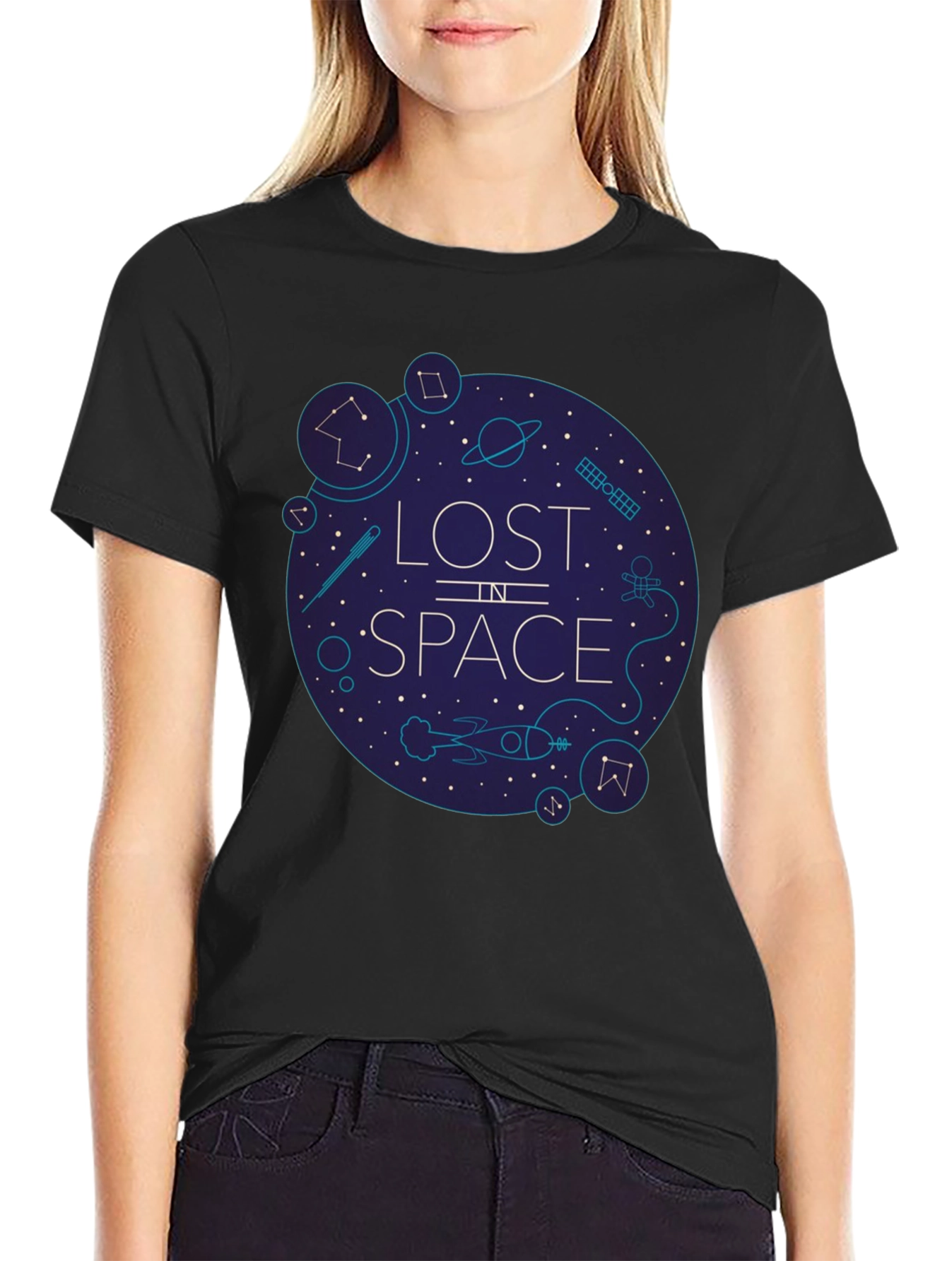 Lost in Space Graphic Tee - Black Cotton Blend
