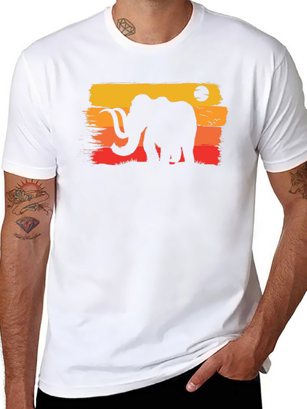 Retro Mammoth Graphic Tee - Black