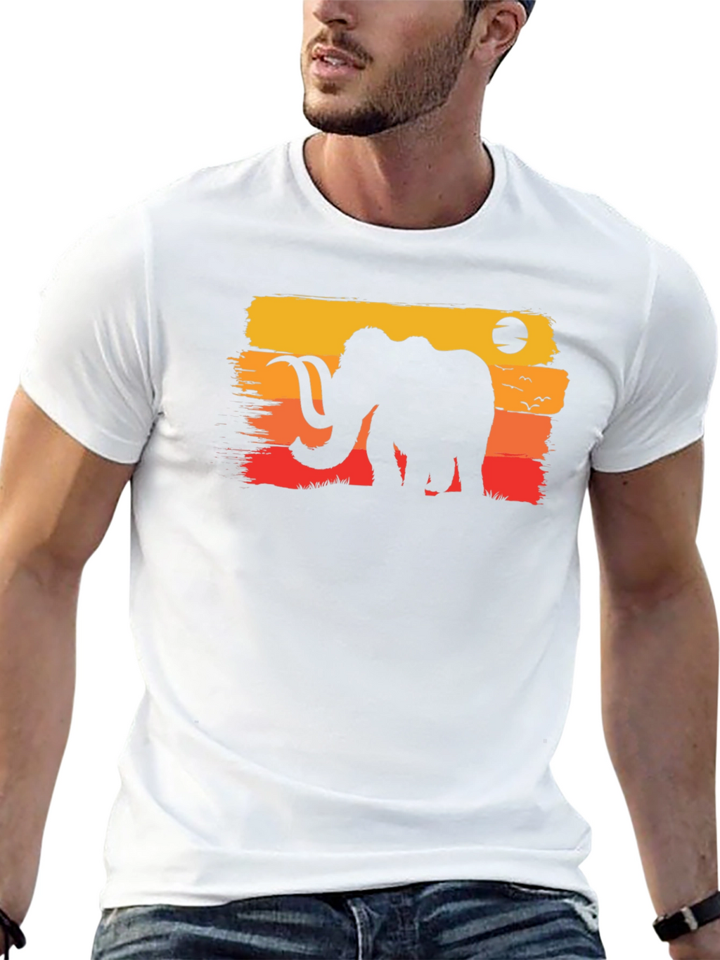 Retro Mammoth Graphic Tee - Black