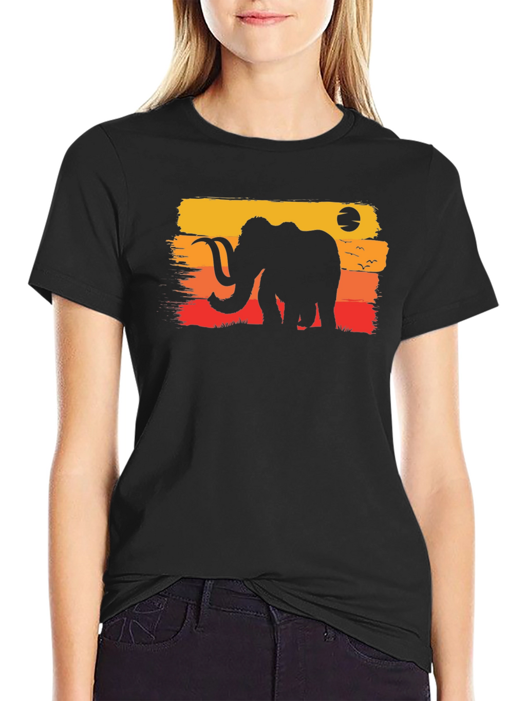 Retro Mammoth Graphic Tee - Black