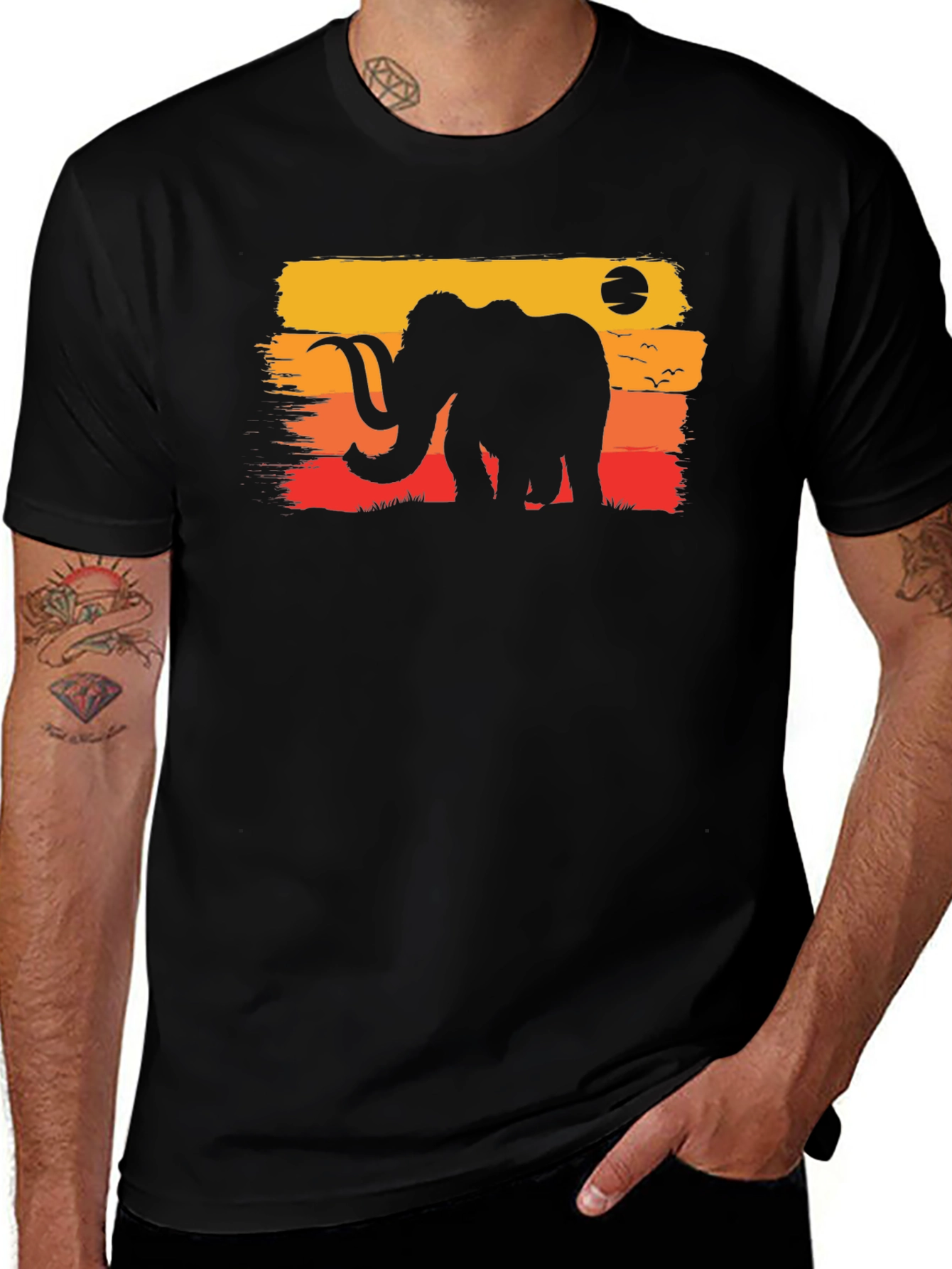 Retro Mammoth Graphic Tee - Black