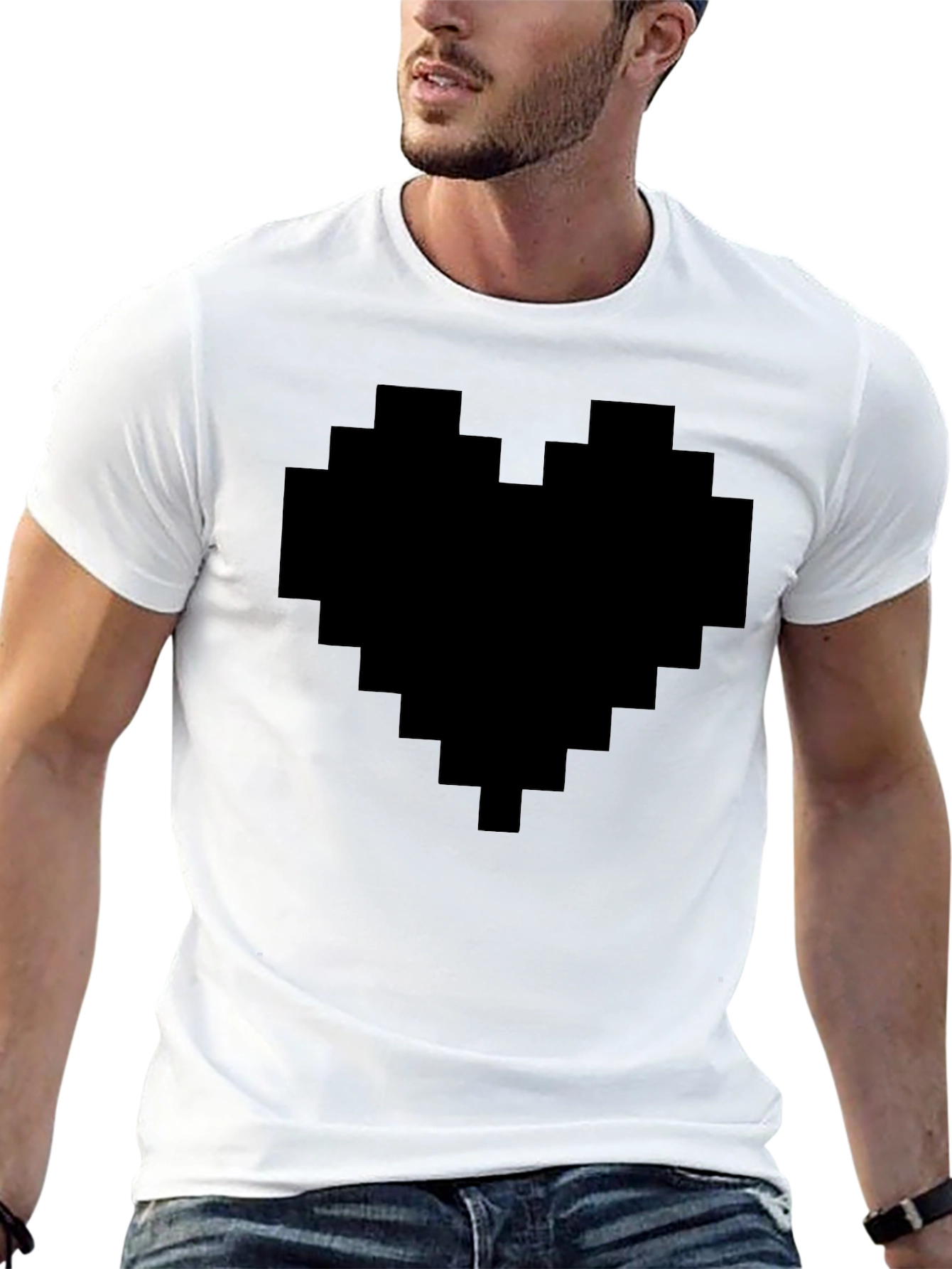 Pixel Heart Graphic Tee - Black Casual Shirt
