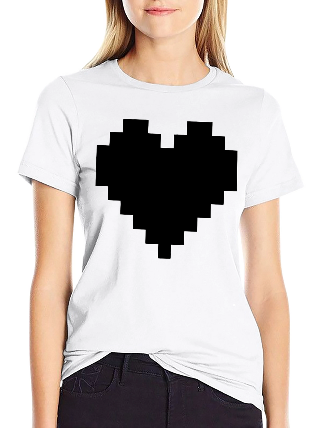 Pixel Heart Graphic Tee - Black Casual Shirt