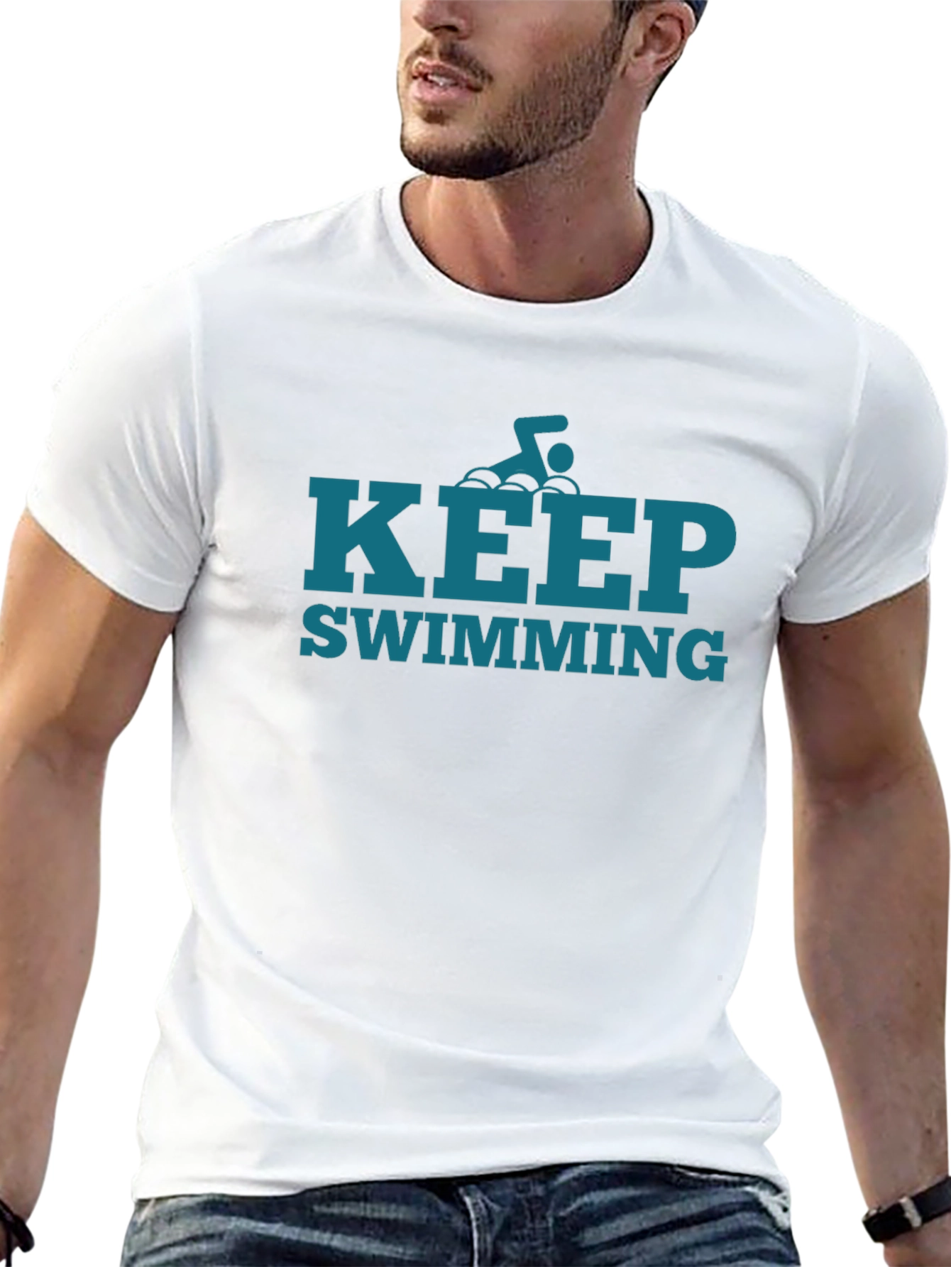 Keep Swimming Graphic Tee - Motivational Style
