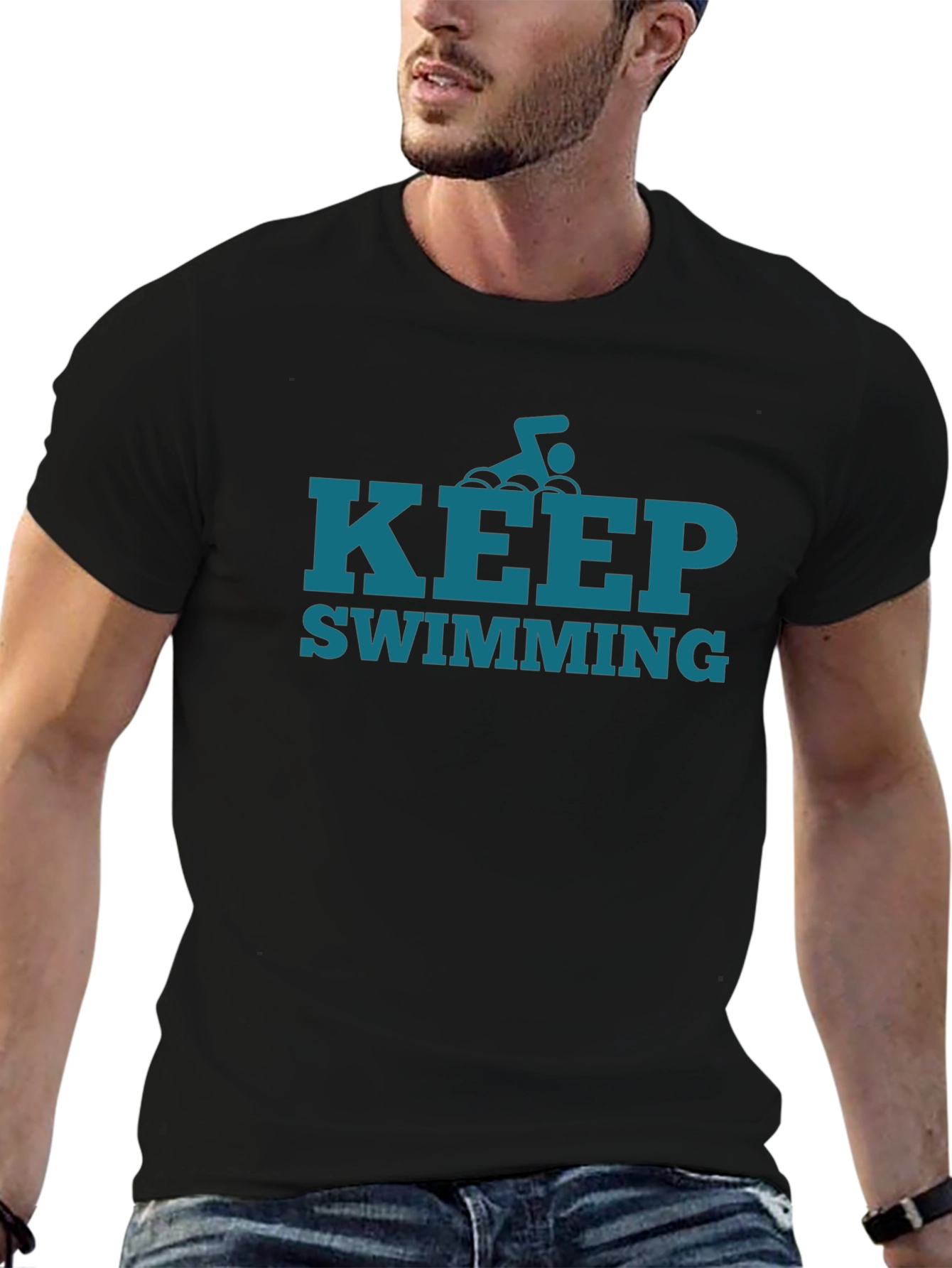Keep Swimming Graphic Tee - Motivational Style