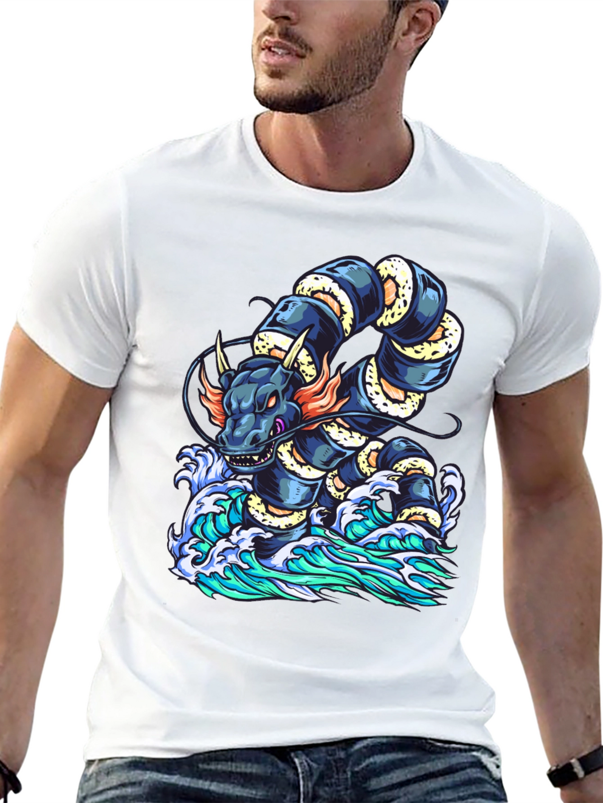 Dragon Serpent Wave Graphic Tee