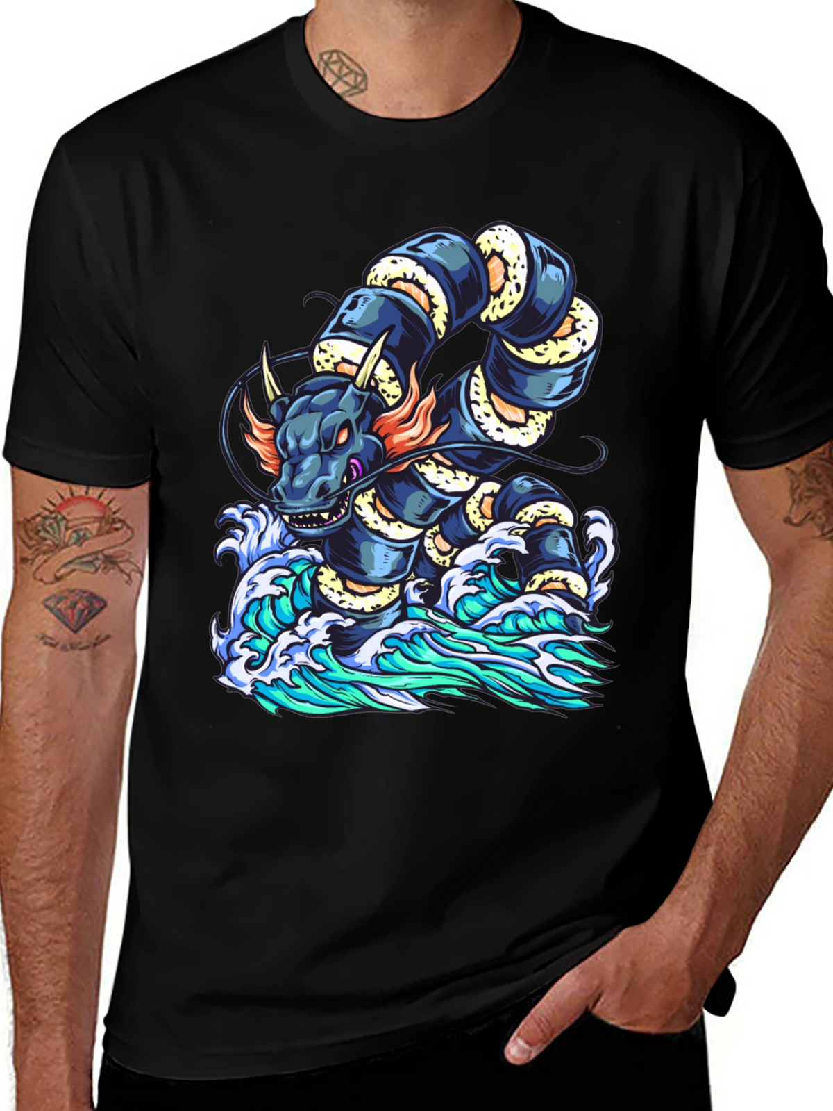 Dragon Serpent Wave Graphic Tee