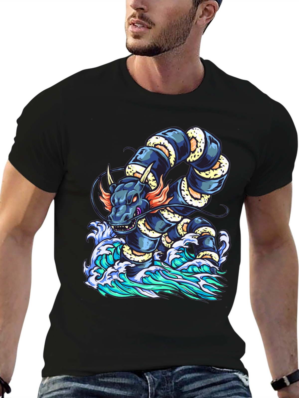 Dragon Serpent Wave Graphic Tee