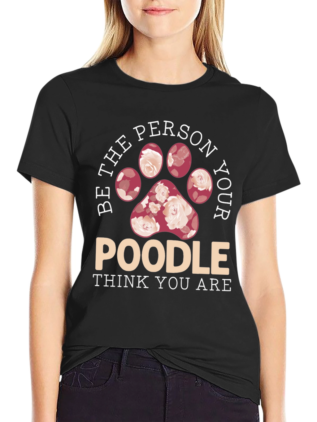 Poodle Lover Floral Paw Print T-Shirt