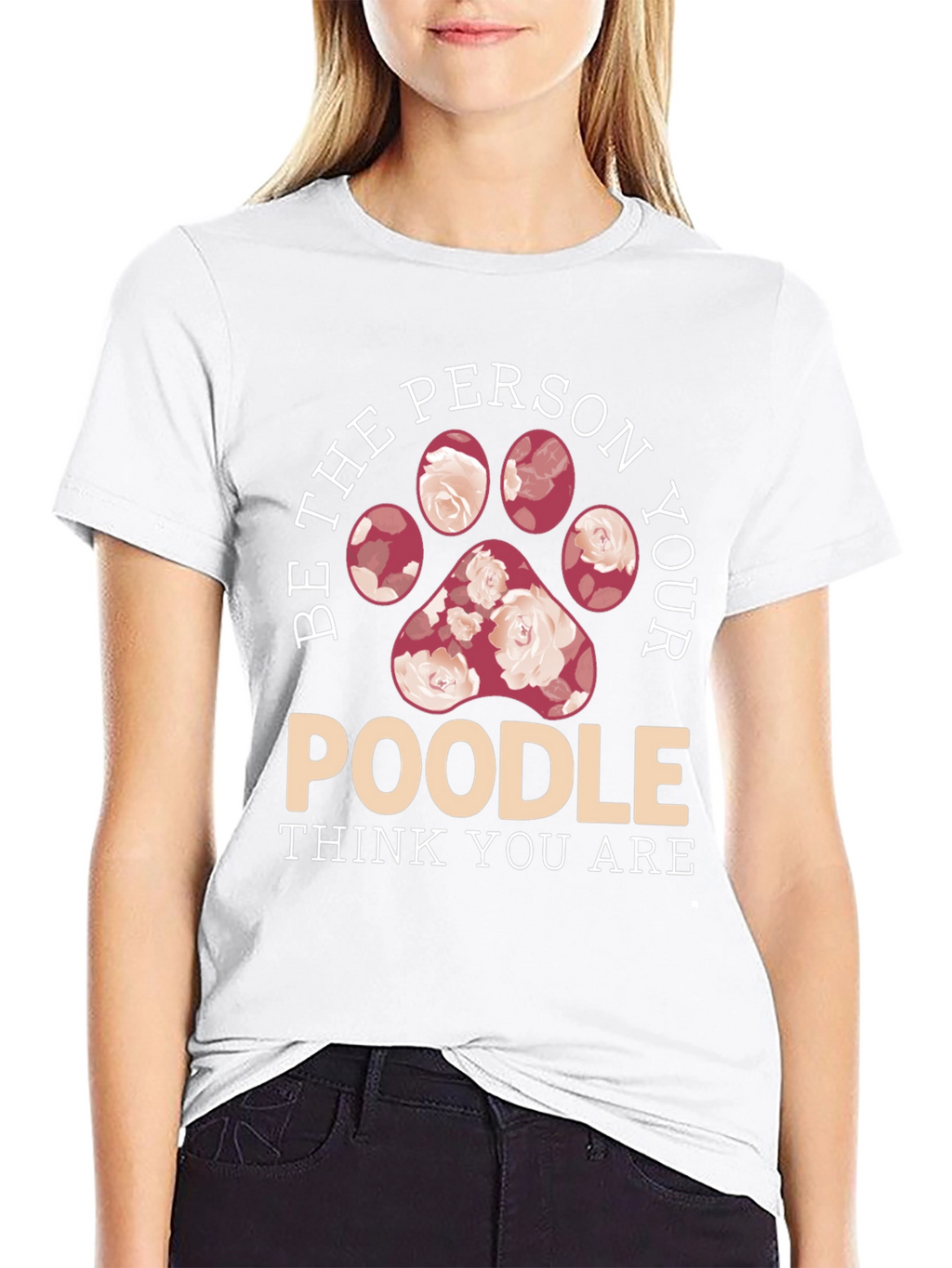 Poodle Lover Floral Paw Print T-Shirt
