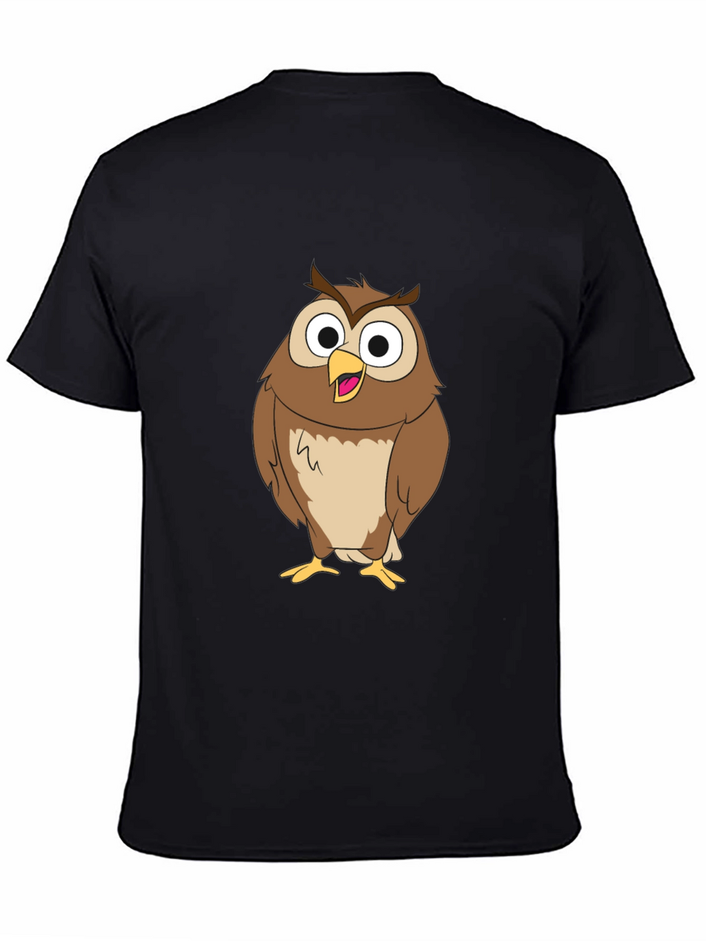 Funny Owl Graphic Print Black T-Shirt