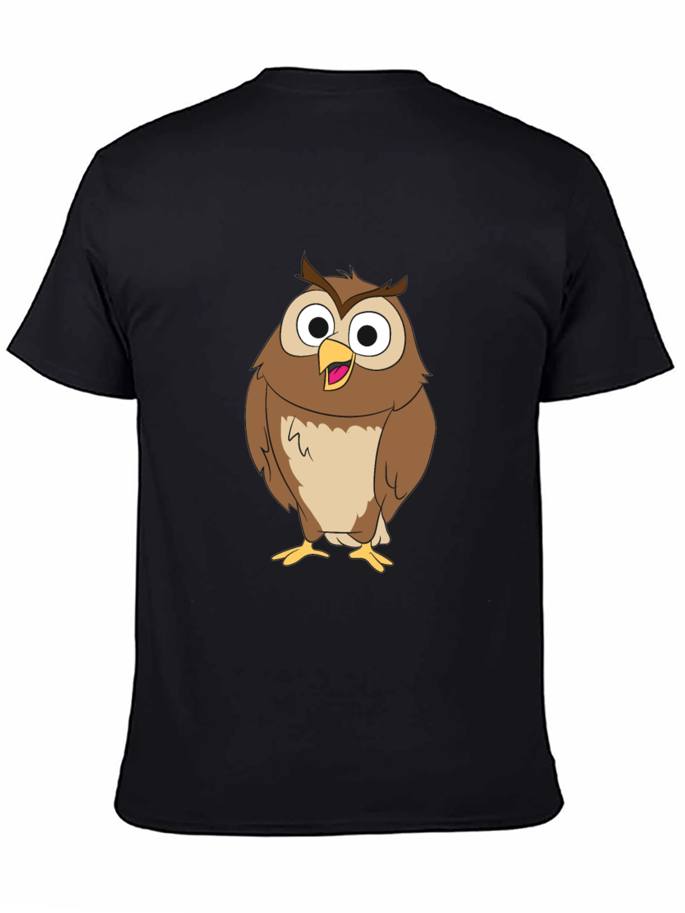 Funny Owl Graphic Print Black T-Shirt