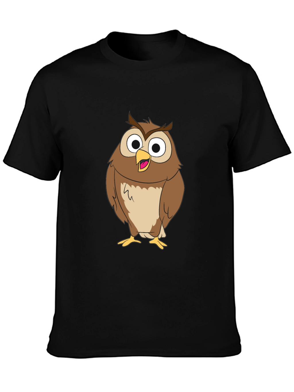 Funny Owl Graphic Print Black T-Shirt