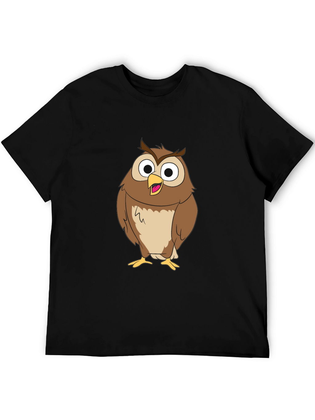 Funny Owl Graphic Print Black T-Shirt
