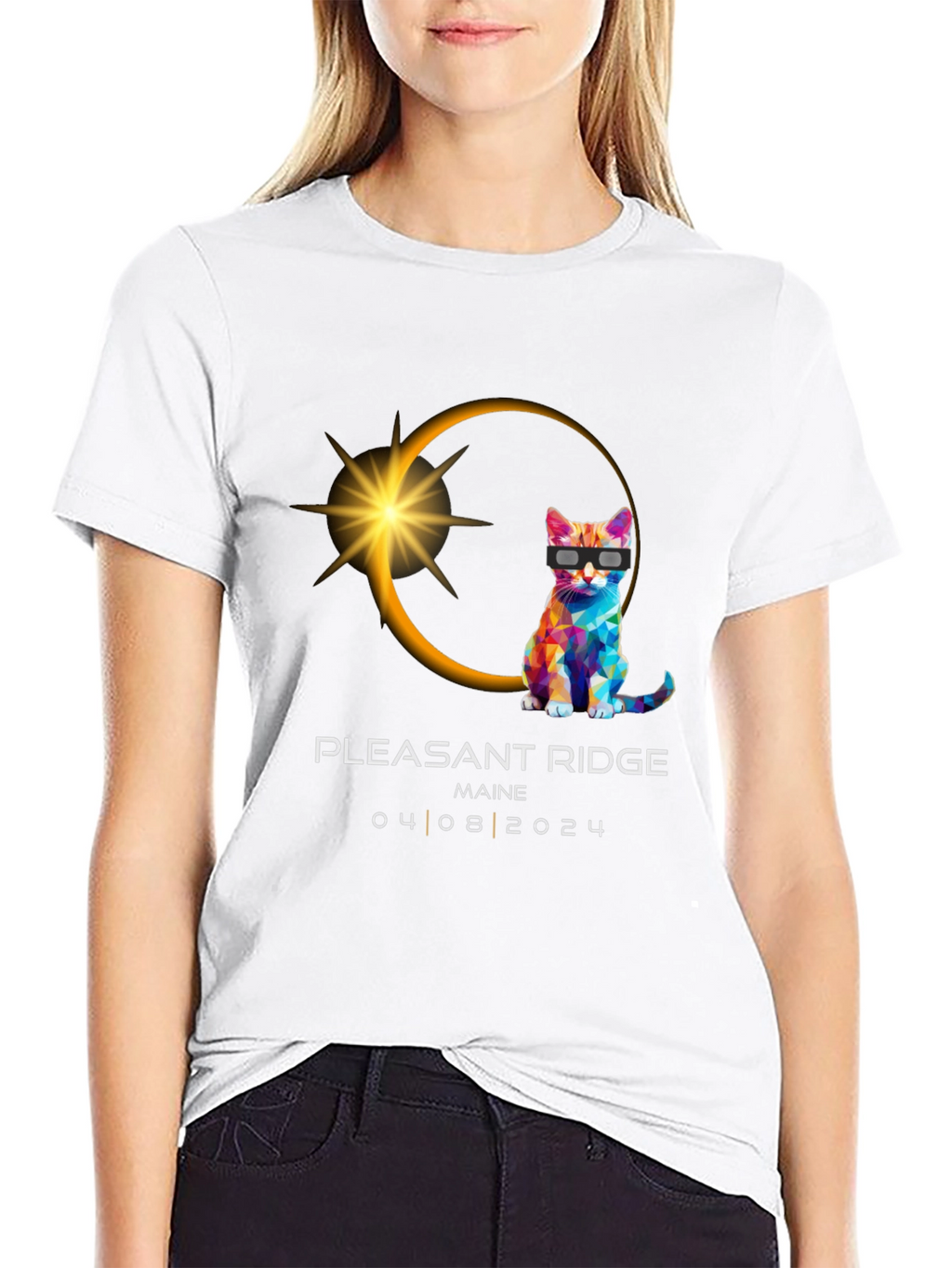 Pleasant Ridge Maine 2024 Eclipse Cat T-Shirt