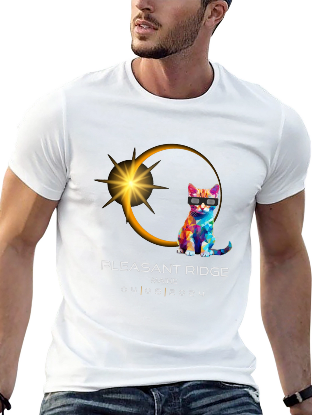 Pleasant Ridge Maine 2024 Eclipse Cat T-Shirt