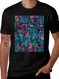 Floral Print T-Shirt - Artistic Botanical Design