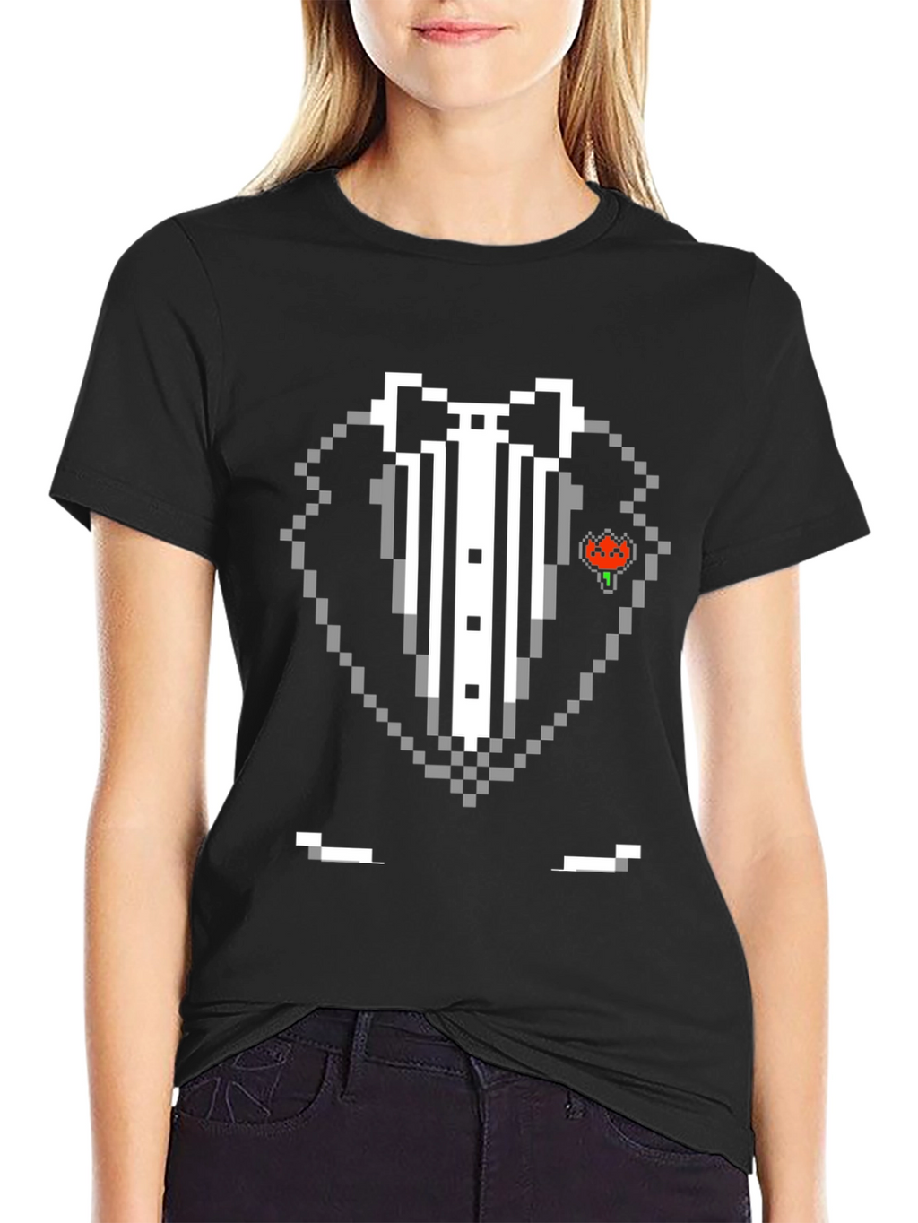 Pixel Tuxedo T-Shirt - Retro Gaming Style