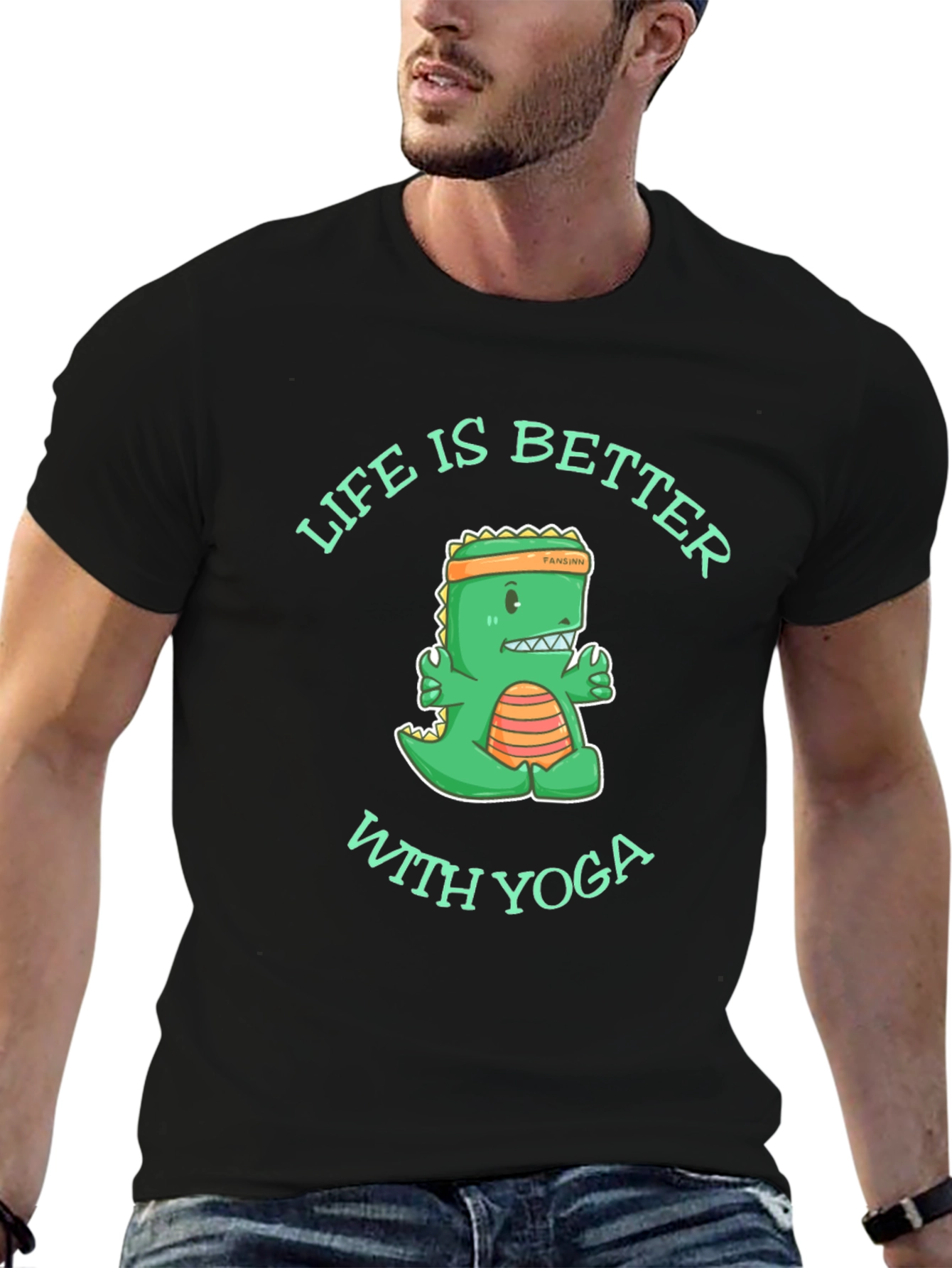 Yoga Dinosaur Graphic T-Shirt