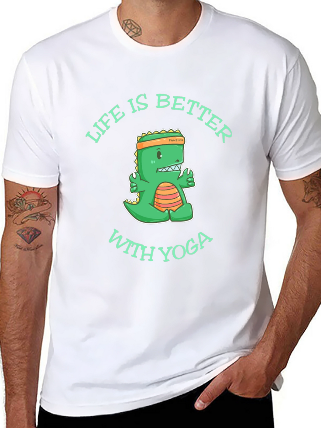 Yoga Dinosaur Graphic T-Shirt