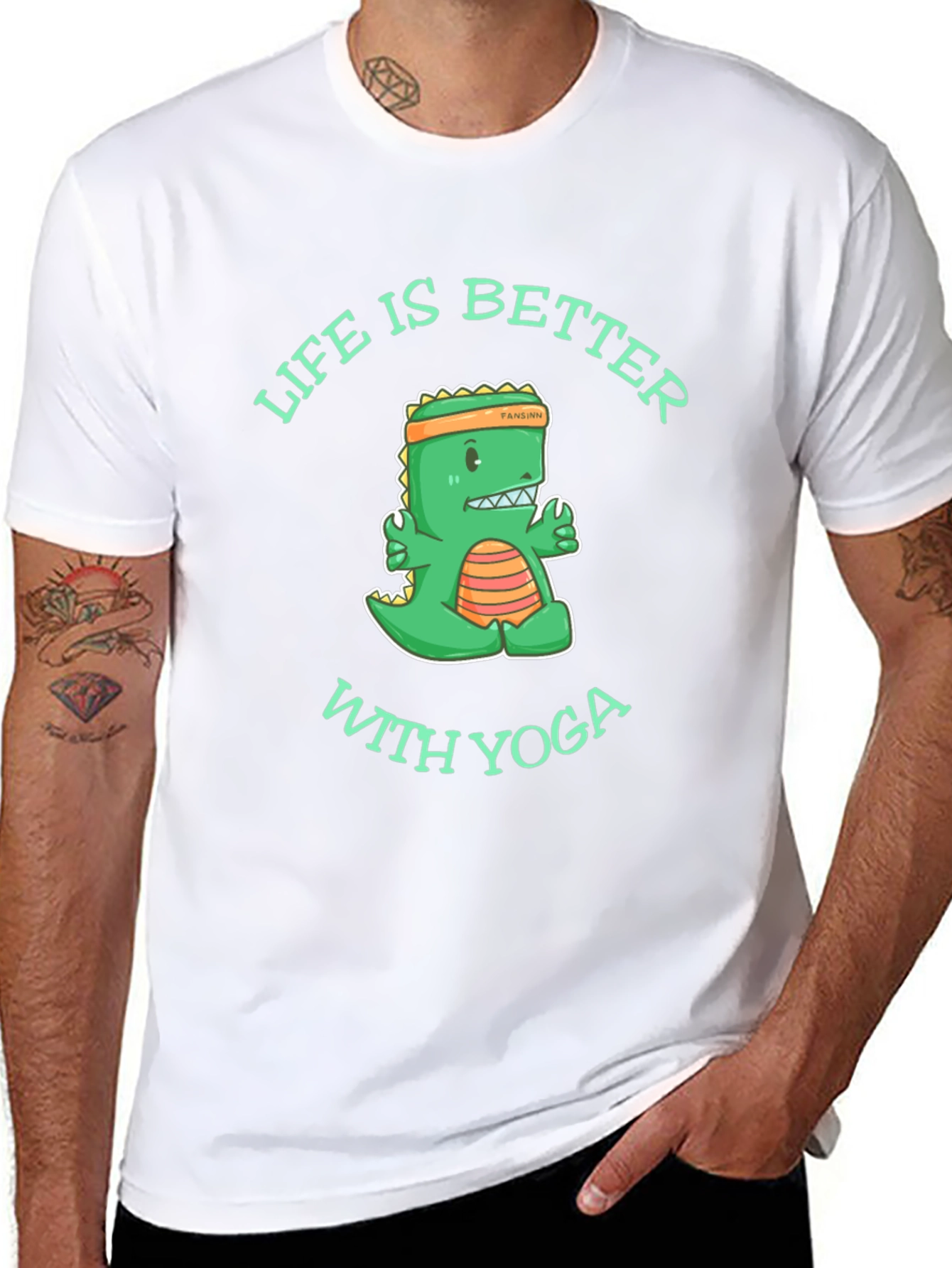 Yoga Dinosaur Graphic T-Shirt