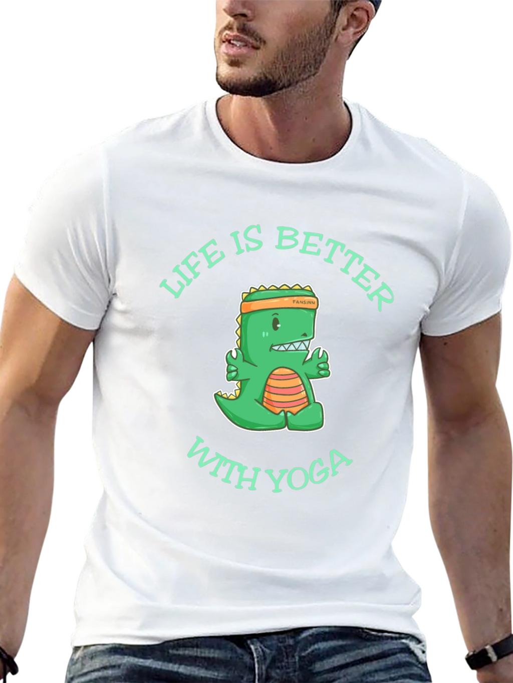 Yoga Dinosaur Graphic T-Shirt