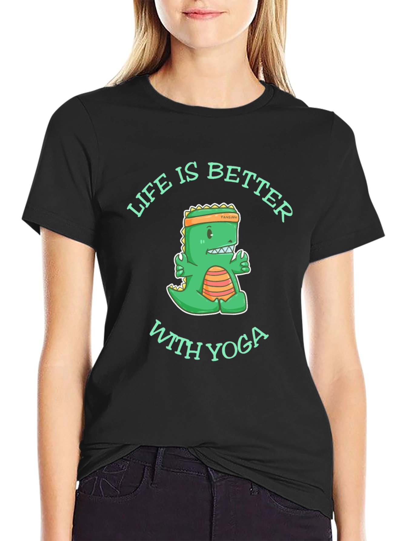 Yoga Dinosaur Graphic T-Shirt