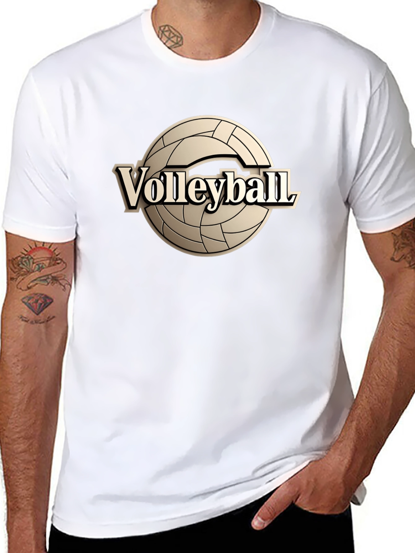 Volleyball Graphic Tee - Black Cotton T-Shirt