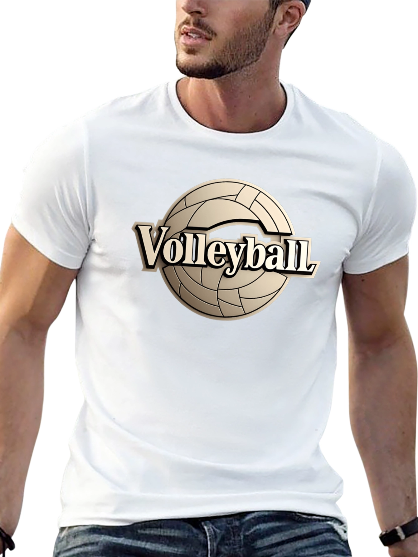 Volleyball Graphic Tee - Black Cotton T-Shirt