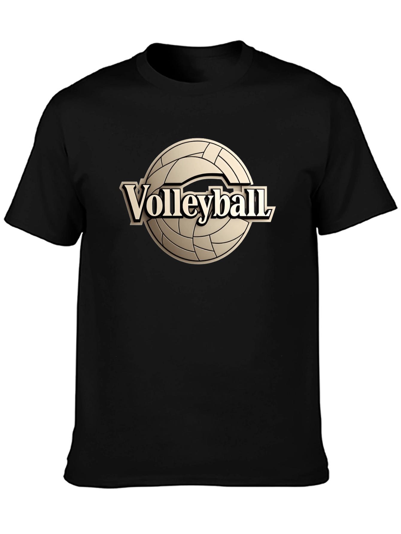 Volleyball Graphic Tee - Black Cotton T-Shirt