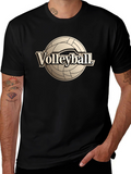 Volleyball Graphic Tee - Black Cotton T-Shirt