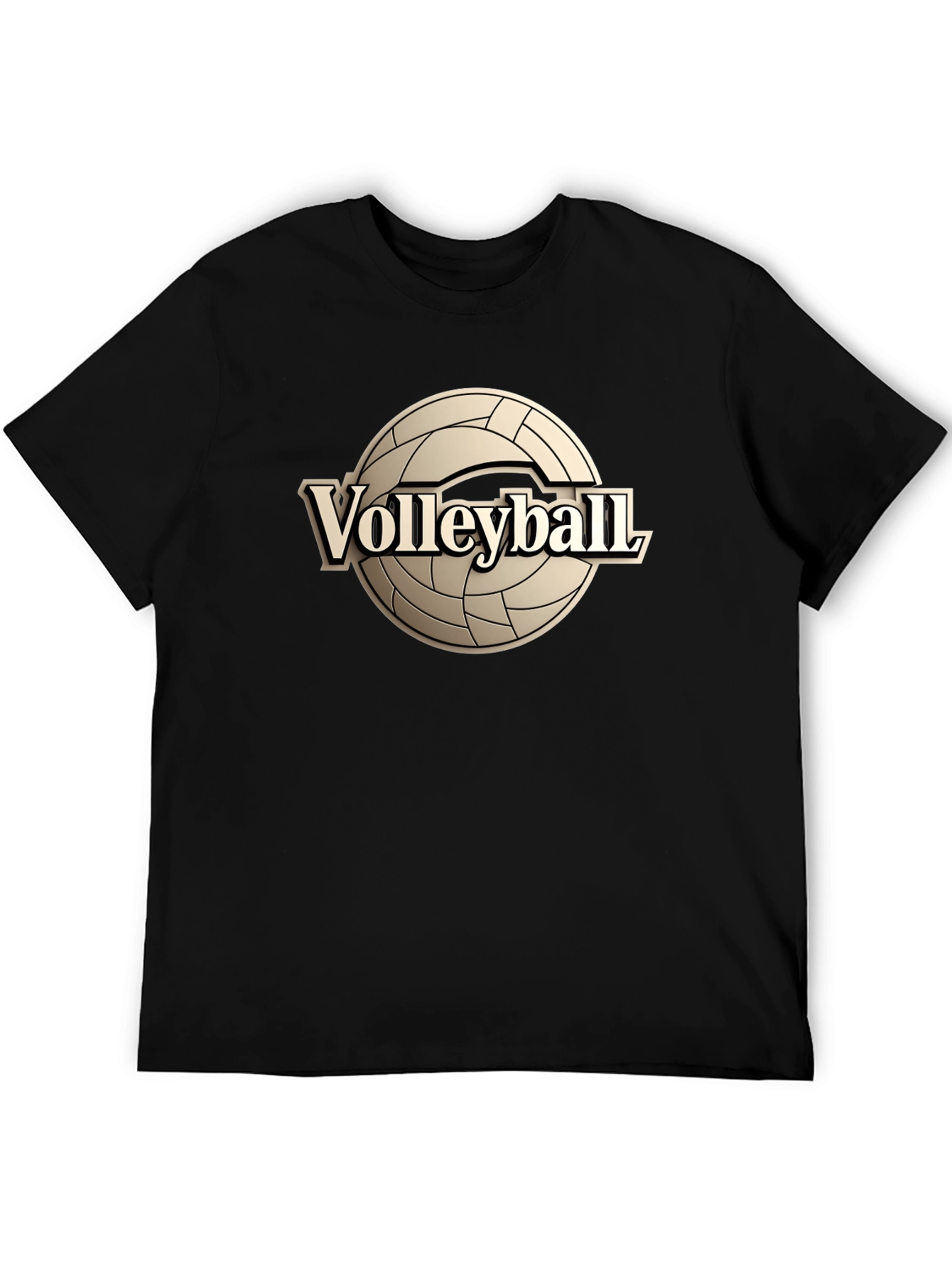 Volleyball Graphic Tee - Black Cotton T-Shirt