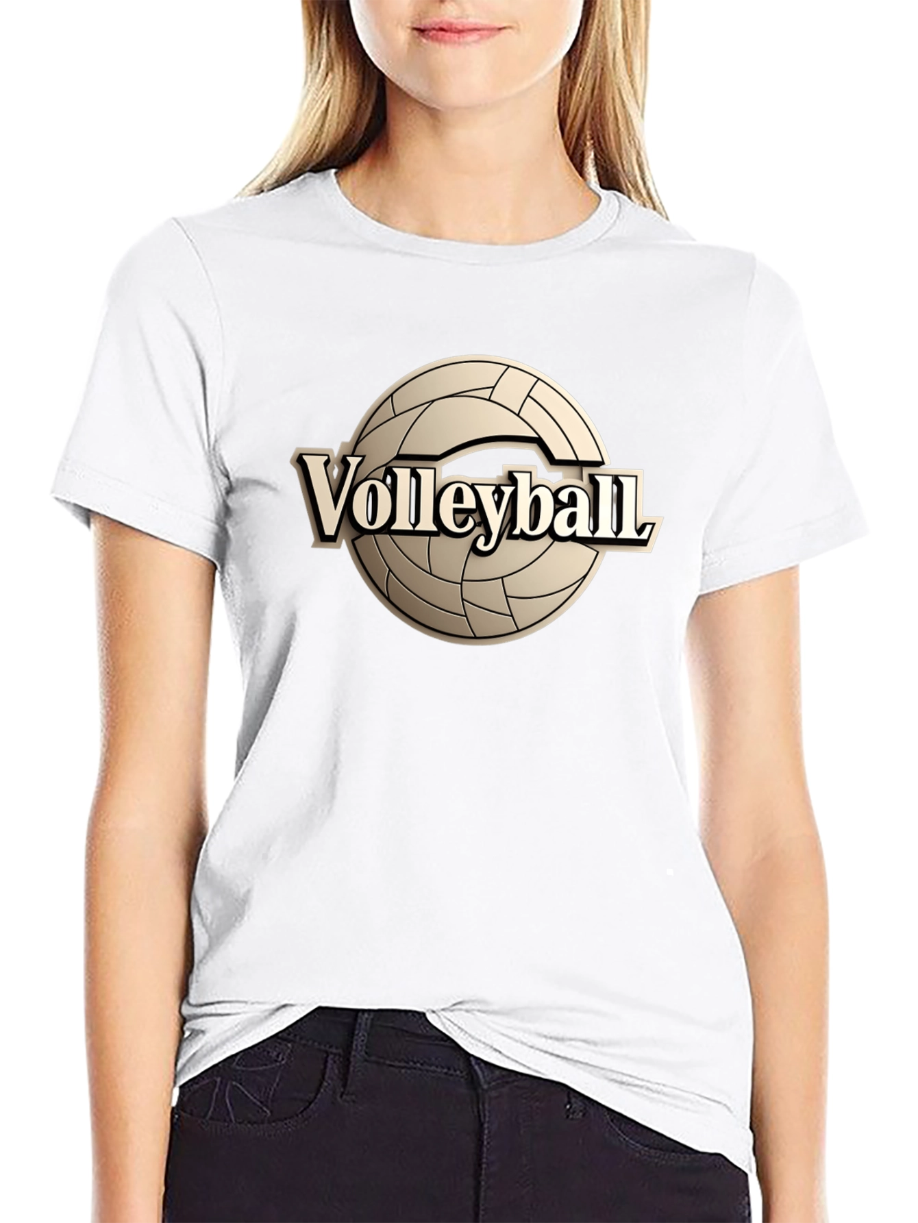 Volleyball Graphic Tee - Black Cotton T-Shirt