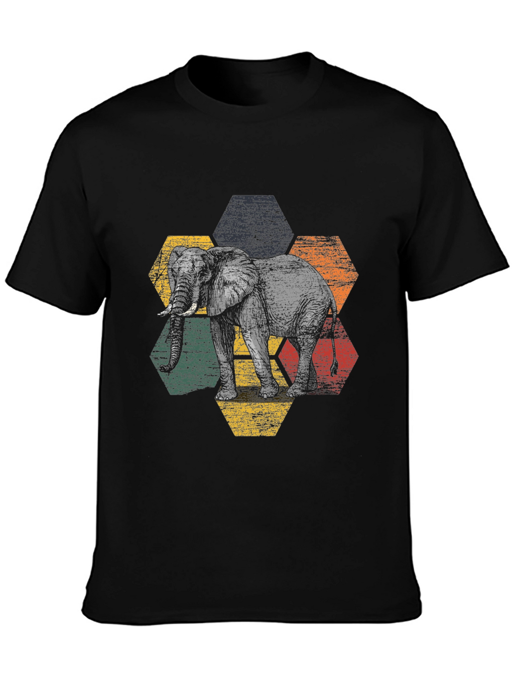 Elephant Hexagon Graphic Tee - Modern Mens T-Shirt
