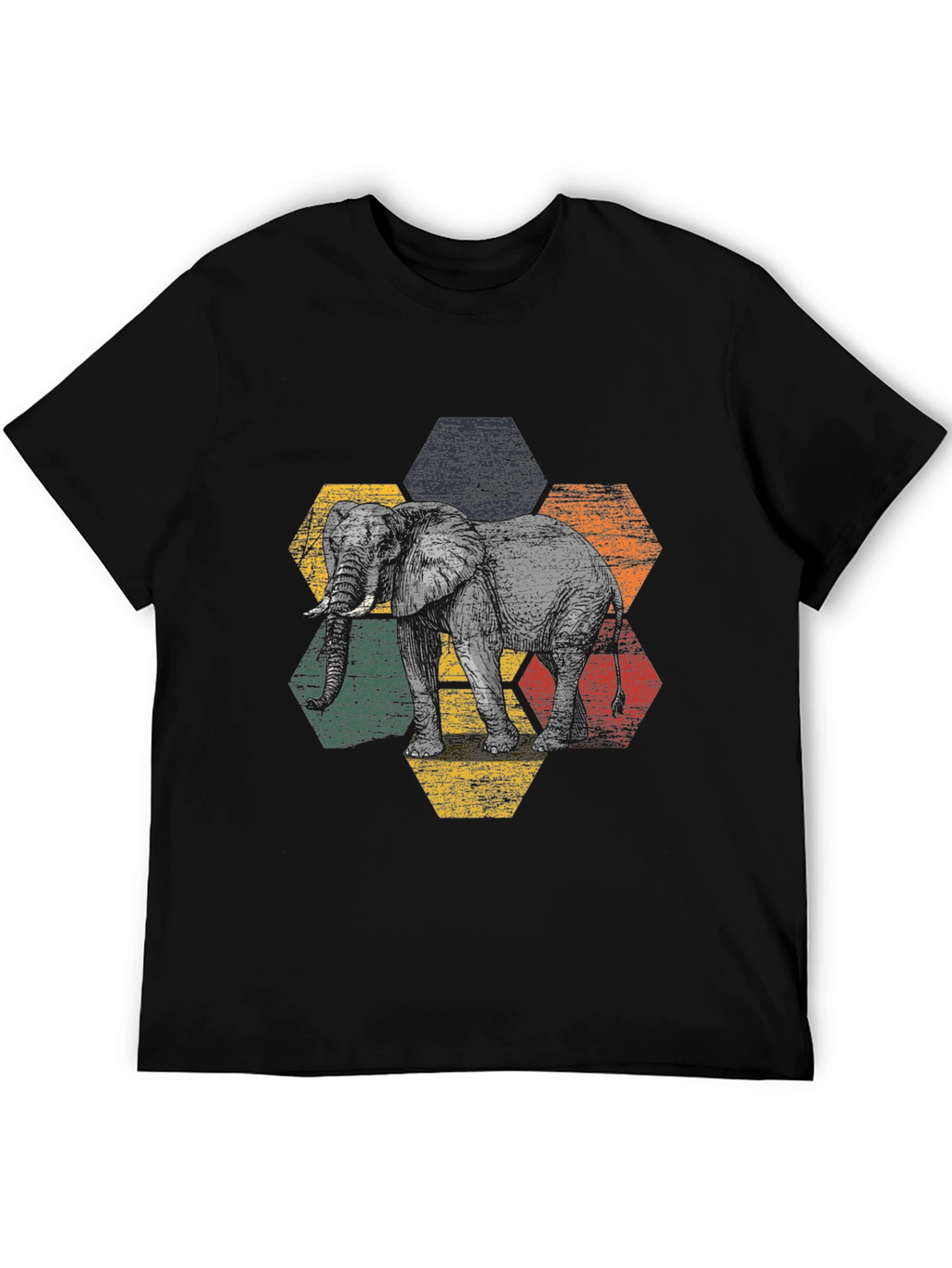Elephant Hexagon Graphic Tee - Modern Mens T-Shirt