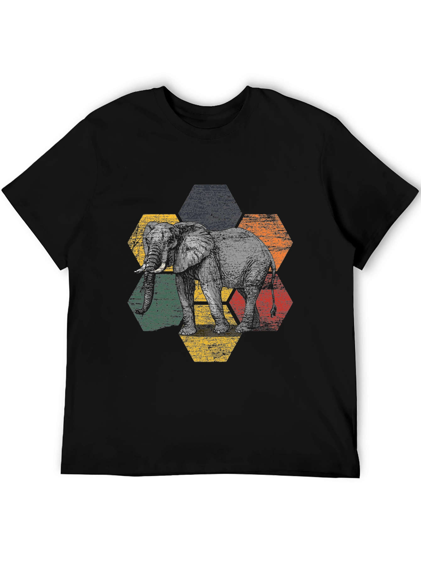 Elephant Hexagon Graphic Tee - Modern Mens T-Shirt