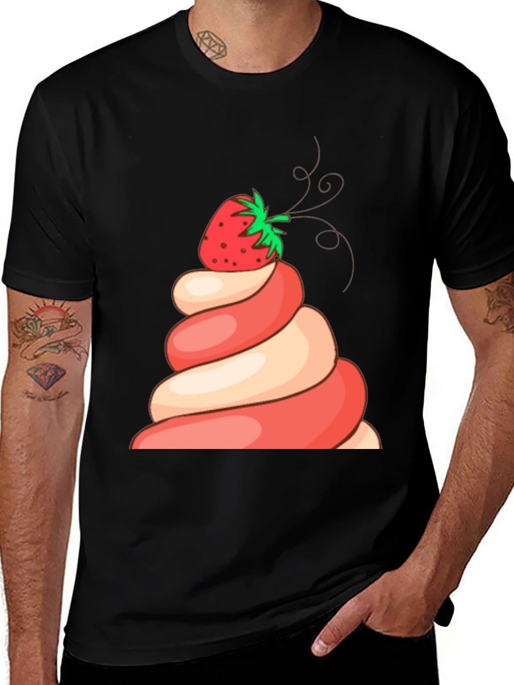 Strawberry Swirl Dessert Graphic T-Shirt