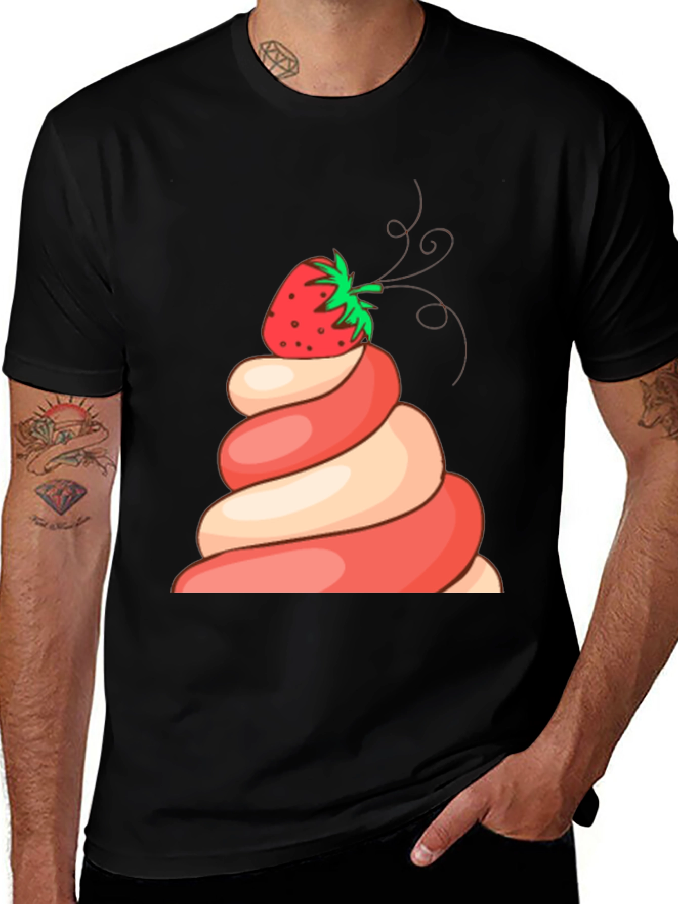 Strawberry Swirl Dessert Graphic T-Shirt