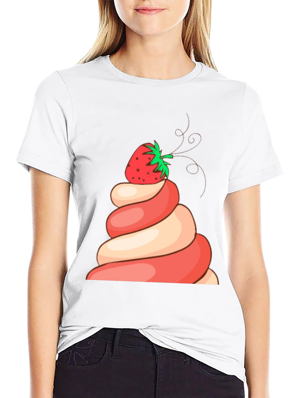 Strawberry Swirl Dessert Graphic T-Shirt