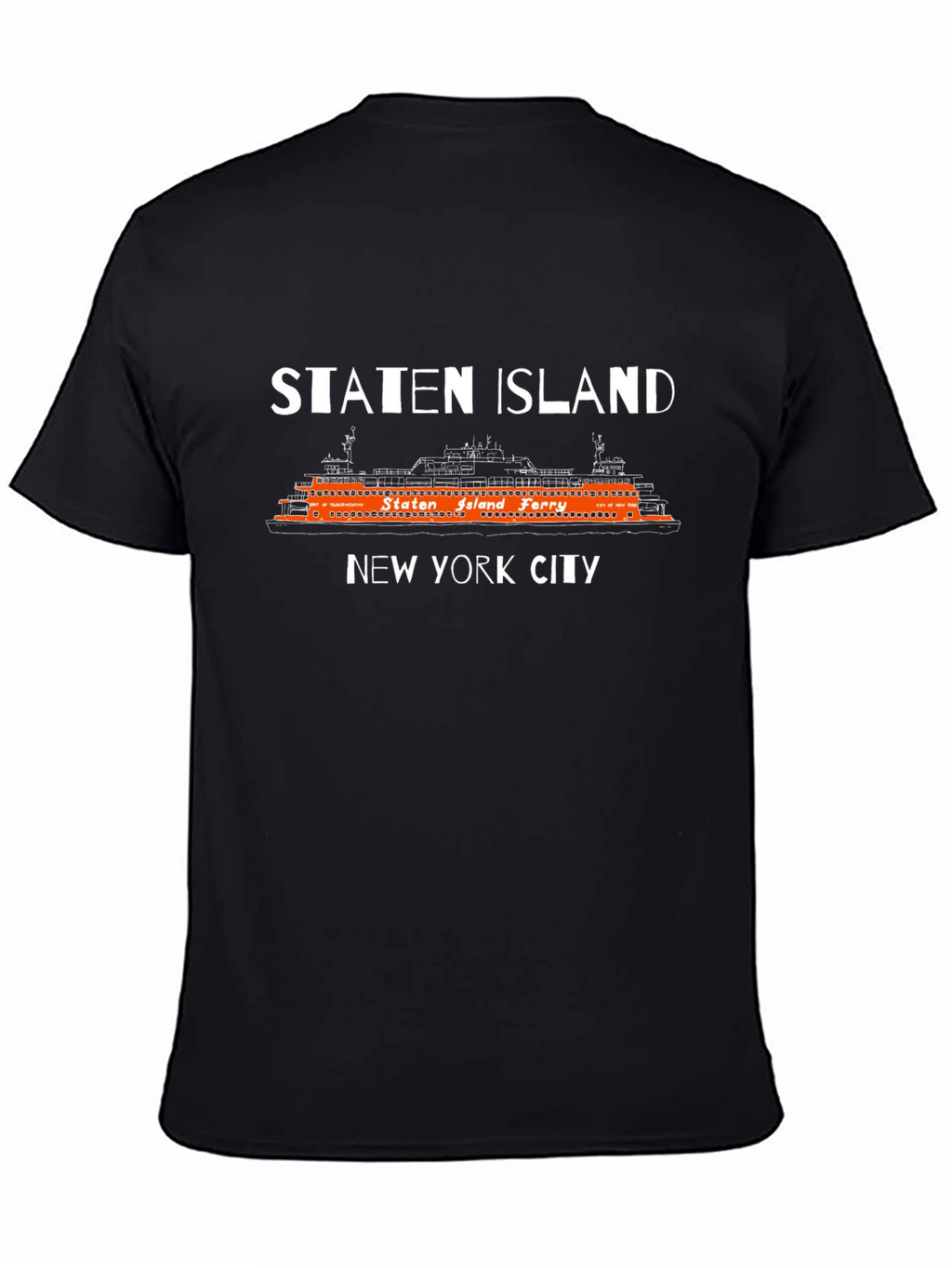 Staten Island Ferry Black Graphic T-Shirt