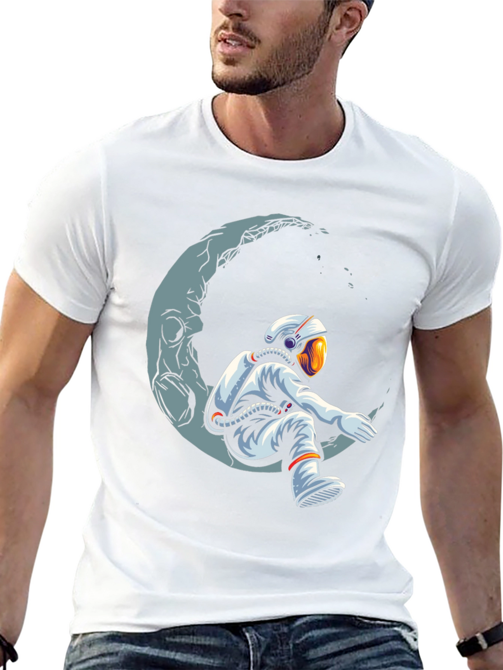 Astronaut Moon T-Shirt - Space Dreamer Graphic Tee