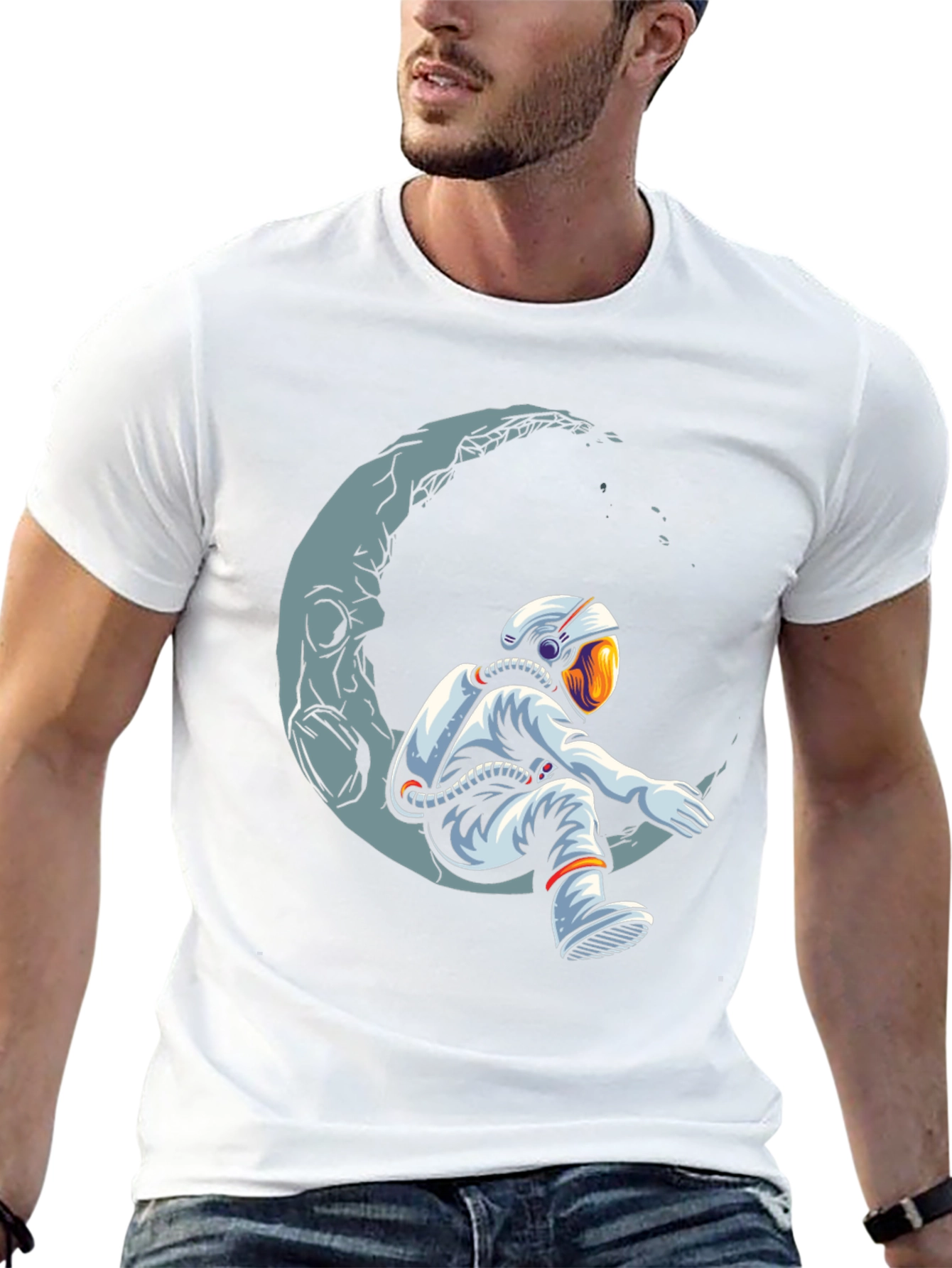 Astronaut Moon T-Shirt - Space Dreamer Graphic Tee