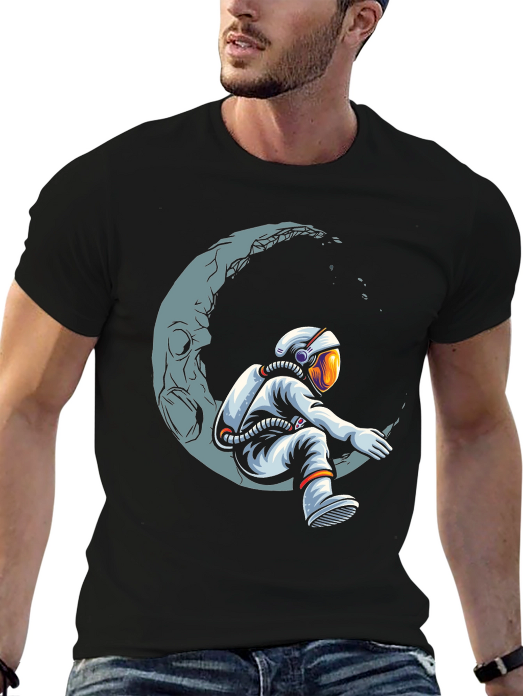 Astronaut Moon T-Shirt - Space Dreamer Graphic Tee