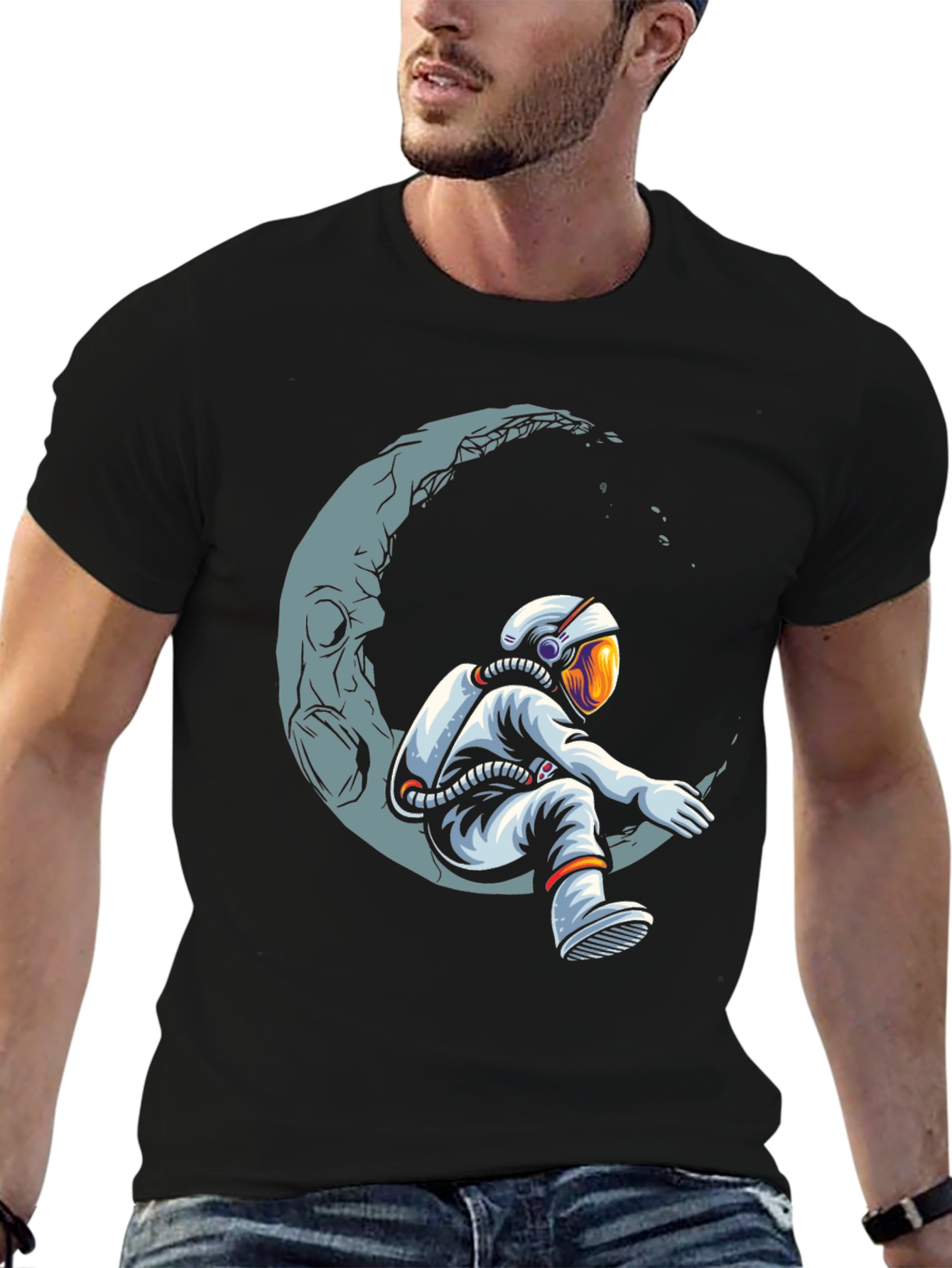 Astronaut Moon T-Shirt - Space Dreamer Graphic Tee