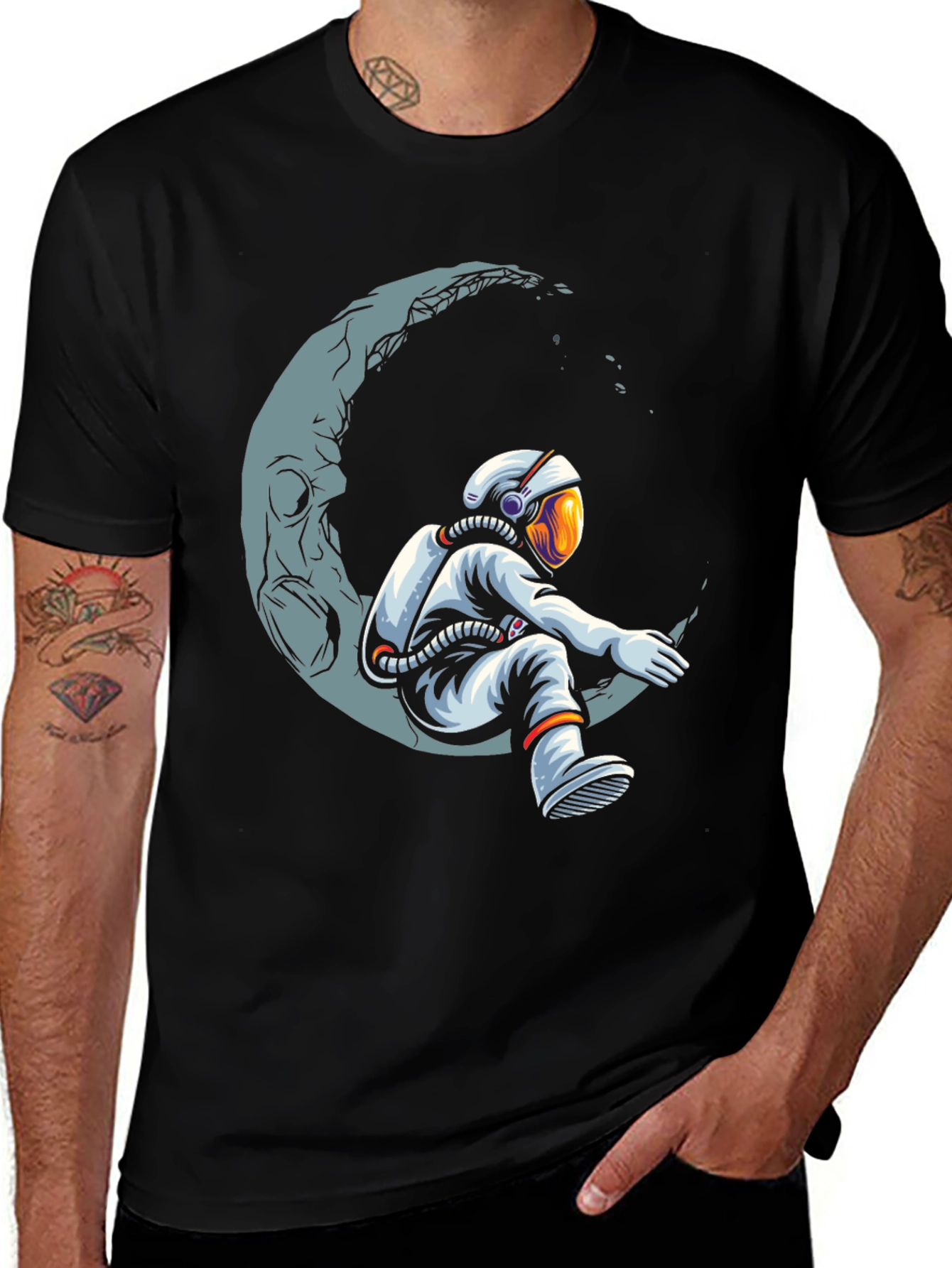 Astronaut Moon T-Shirt - Space Dreamer Graphic Tee